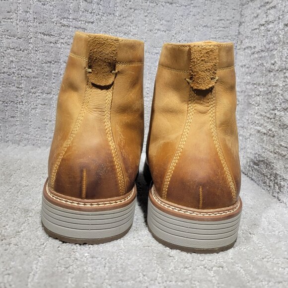 Johnston & Murphy Upton Lug Plain Toe Size US10 Light Tan Oiled Full Grain Boots - Picture 9 of 11